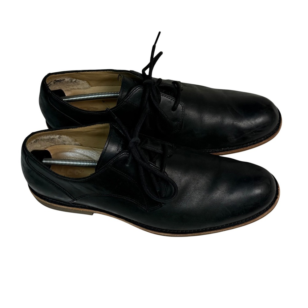 UGG Freamon Mens Black Leather Lace Up Plain Toe Oxford Dress Shoes - Picture 6 of 11